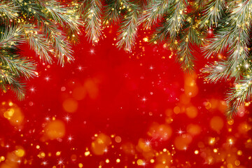 christmas tree with red backg