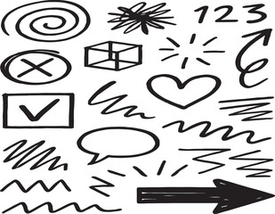 Hand Drawn Doodle Elements Set Vector Illustration for Creative Projects and Designs