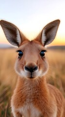 Obraz premium Kangaroo posing at sunset in the Australian outback
