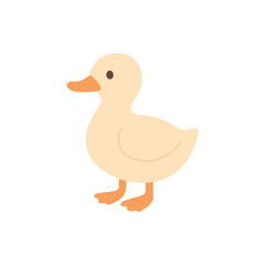 Cute cartoon duck icon. Simple flat vector bird illustration for kids, farm, and nature themes. Adorable baby duckling design element for children’s projects and animal collections.