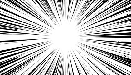 Fototapeta premium A dynamic black and white radial lines pattern with a central focal point, radiating outward in a powerful, energetic composition.