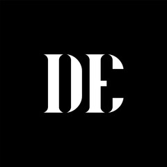 Fototapeta premium DE D E letter logo design. Initial letter DE uppercase monogram logo white color. DE logo, D E design. DE, D E