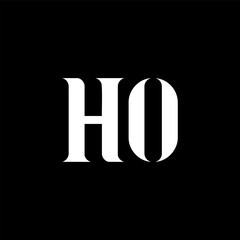 HO H O letter logo design. Initial letter HO uppercase monogram logo white color. HO logo, H O design. HO, H O