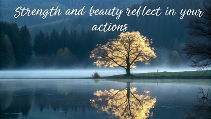 Inspirational Quote on a Serene Lake Landscape.