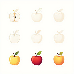 “Creative Minimalist Apple Icon Set – Outline, Glossy, and Solid Styles for Logo & Branding”