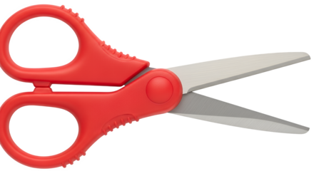 Red scissors isolated on white background for cutting and office use