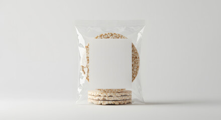 Rice cakes packaging mockup, minimal design, white background without writing