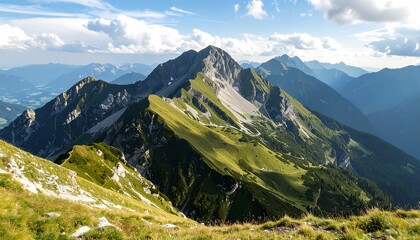 Fototapeta premium Alpine mountain range panorama