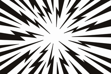 Black and White Lightning Bolt Burst Radial Background