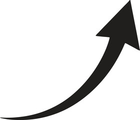 Black Upward Curving Arrow Icon, Growth Symbol