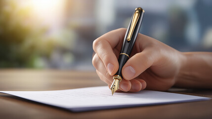 Person Writing with Pen on Paper Indoors