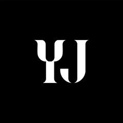 YJ Y J letter logo design. Initial letter YJ uppercase monogram logo white color. YJ logo, Y J design. YJ, Y J