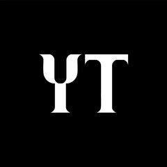 YT Y T letter logo design. Initial letter YT uppercase monogram logo white color. YT logo, Y T design. YT, Y T
