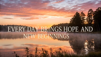 Inspirational Quote Over a Serene Lake Sunrise.