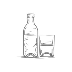 Bottle and Glass of Water Illustration