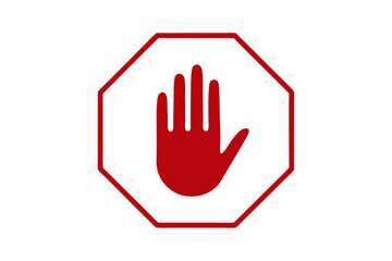 Obraz premium Red Octagon Stop Sign with Hand Graphic