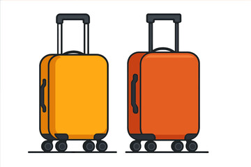 A 3D vector illustration of two orange suitcases with telescopic handles and spinner wheels, perfect for travel‑related content and showcasing modern luggage design and essential travel gear