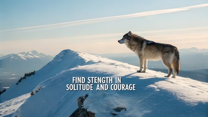 Lone Wolf Finds Strength on a Snowy Mountain Peak.
