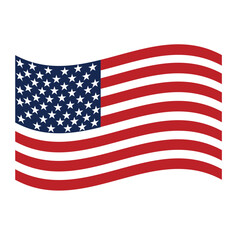 Waving United States flag vector with stars and stripes in red, white, and blue patriotic design