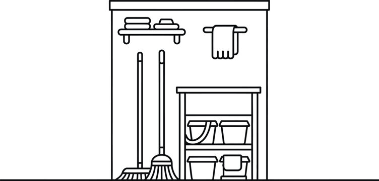 black and white cleaning supplies storage clip art preview