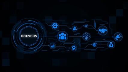 employee retention and human resources management concepts. business technology virtual screen background. performance metrics, and business insights from large data sets ,network , business - Powered by Adobe