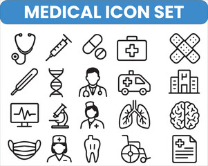 Medical icons set. Healthcare and medicine. Medical Insurance.