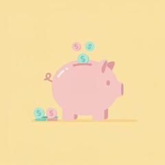 Cute piggy bank saving money illustration