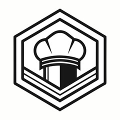Modern hexagon chef hat logo with clean minimalist lines, professional culinary branding design for restaurants, cafes, bakeries and food businesses
