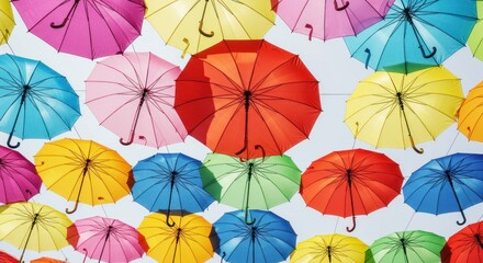 Obraz premium Colorful umbrellas suspended overhead