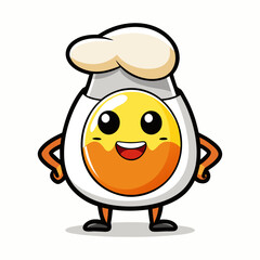 Creative egg chef logo design with sunny-side-up hat illustration, modern culinary mascot icon for restaurants, cafes, food branding.