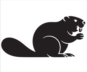 Silhouette of beaver isolated on white background symbolizing wildlife, nature, rodent species, forest animal, dam building, industrious behavior, and natural habitat concept illustration