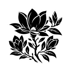 black silhouette of a Magnolia flower