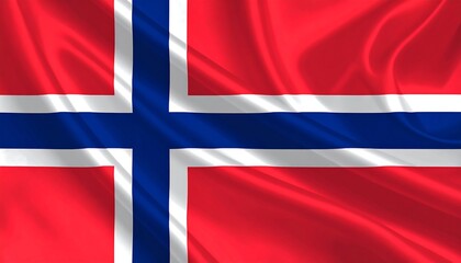 Naklejka premium A vibrant depiction of the Norwegian flag, showcasing a rich blend of red, blue, and white colors, flowing elegantly with dynamic folds.