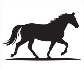 Horse silhouette running animal symbol of freedom and power illustration
