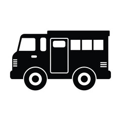 silhouette of a fire truck icon on white background