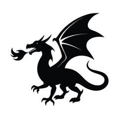  silhouette of a dragon breathing fire icon