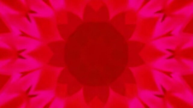 Red and pink star pattern on red background. Kaleidoscope VJ loop