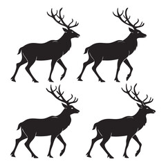 Print Set of Deer Silhouettes – Wild Animal Vector Illustrations