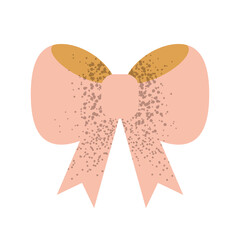 Pink Ribbon Bow. Vector geometric illustration of traditional holiday gift decoration