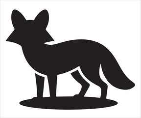 Silhouette of fox standing isolated wild animal vector illustration