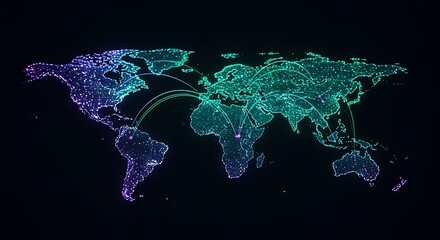 Futuristic Global Network and Data Visualization.