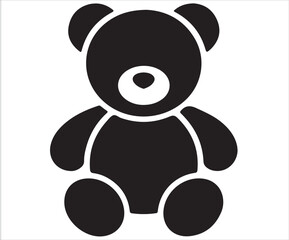 Silhouette of teddy bear toy isolated on white background symbolizing childhood, love, comfort, play, innocence, friendship, soft toy, and happiness illustration concept for kids and family