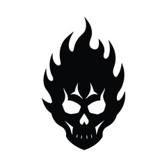  silhouette of a flaming skull icon 