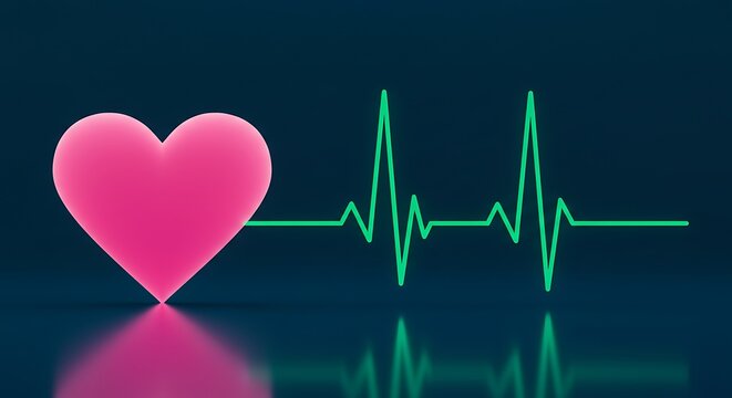 Heartbeat Line with Pink Heart Symbol.