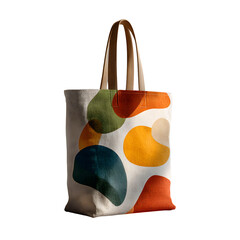 Abstract tote bag mockup isolated on transparent background