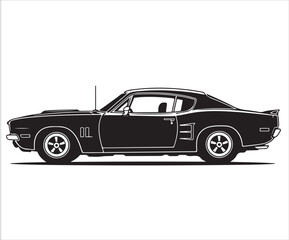 Classic muscle car silhouette side view vintage automobile illustration