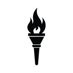 silhouette of a torch flame icon on white backgroud
