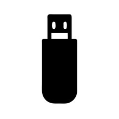 Illustration of a black usb flash drive for data storage and transfer with simple design style