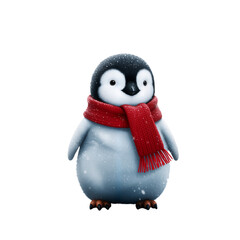 Tiny Penguin in Red Scarf &ndash; A Whimsical Symbol of Winter&rsquo;s Magic, Warmth, and Holiday Charm