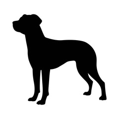 Black dog silhouette vector art illustration of standing dog pet animal canine graphic design image stock